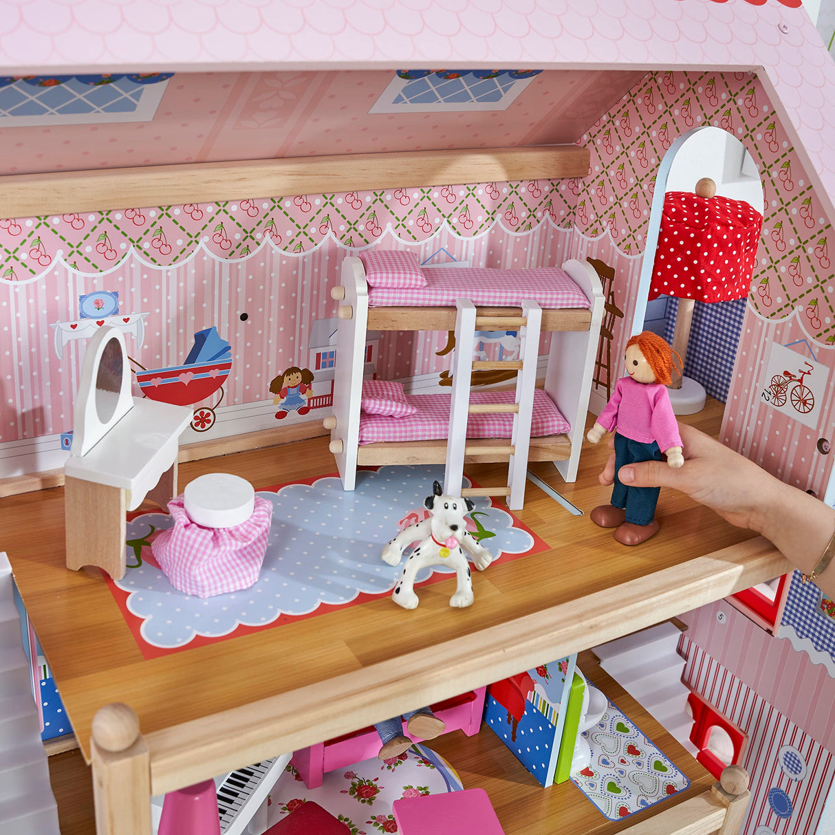 KidKraft Casa de muñecas de Madera Chelsea Cottage con Muebles y Accesorios para Mini muñecas de 12 cm, Casita para Miniature Figuras, Juguetes niños y niñas Desde 3 años (65054)