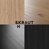 Skraut Home | Mueble TV | Televisión | Muebles de salón, almacenaje | 200x45x35cm | para TV hasta 80" | Chimenea eléctrica | Colgado, Suspendido | Estilo Moderno | Roble y Negro