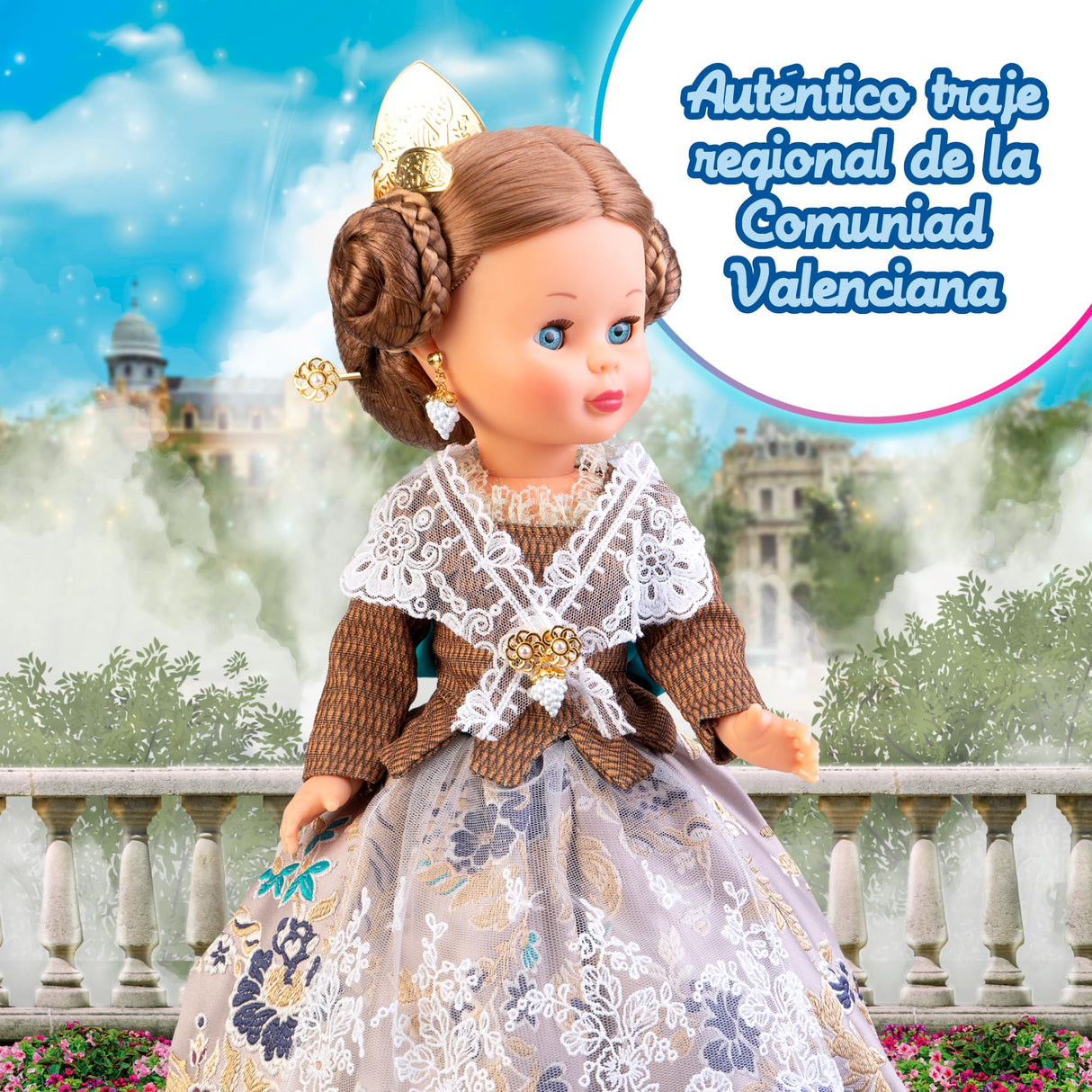 Nancy Colección Fallera Edición 2025, Muñeca de 42 cm, con Auténtico Traje Regional de la Comunidad Valenciana, Diseño y Accesorios hechos en Honor a las Fallas, Certificado Oficial, Famosa (NAL12000)