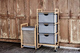 WENKO Carrito para la Colada Bahari con 3 cestas extraíbles, 100 poliéster, 44 x 96 x 34 cm, Color Natural/Gris, bambú, marrón