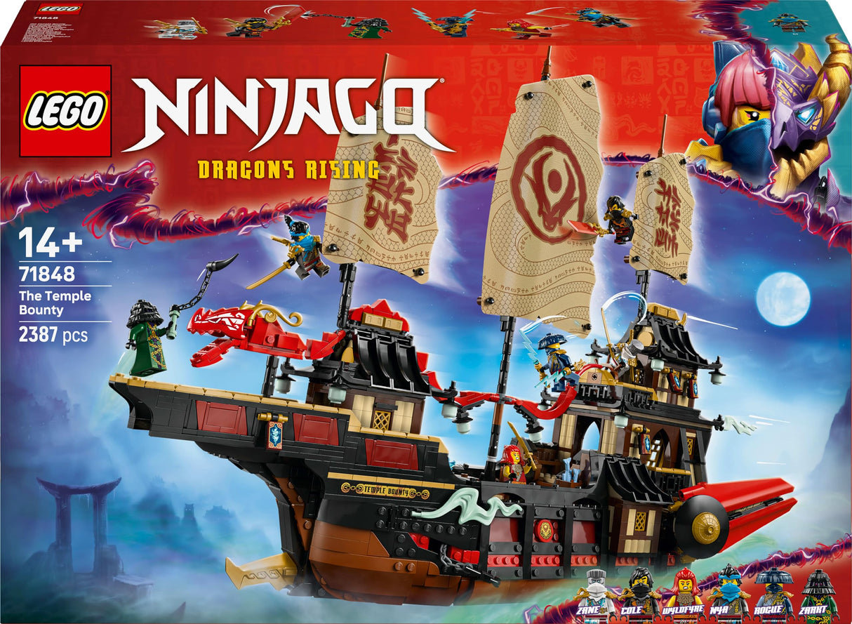 LEGO Ninjago Bounty del Templo - Barco de Juguete Interactivo con Techo Desmontable y 6 Minifiguras Inc. Cole, Zane y NYA - Regalo para Chicos de 14+ Años Fans de El Renacer de los Dragones 71848