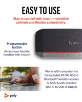 Altavoz manos libres portátil personal Bluetooth Poly Sync 20+ (Plantronics) - Reducción de ruido/eco - Adaptador Bluetooth USB-C - Funciona con Teams - Zoom, PC, Mac, móvil - Exclusivo para Amazon