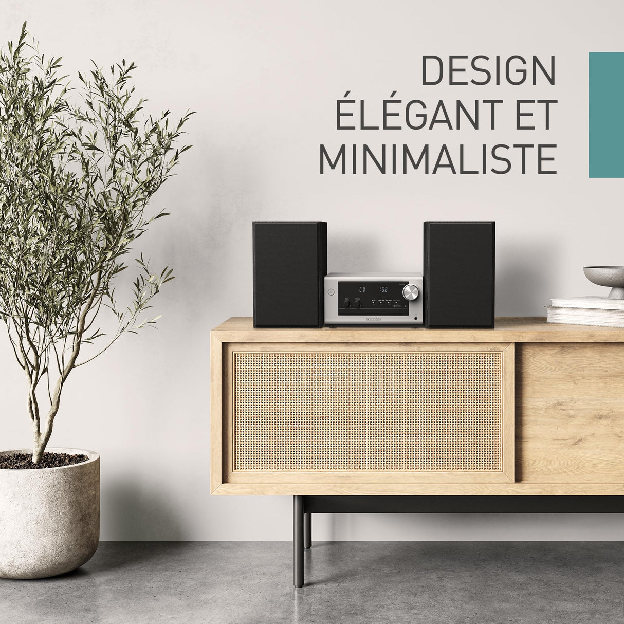 Panasonic SC-PM702EG-S Neat - Sistema estéreo Compacto de Alta fidelidad con CD, Radio Dab+/FM, USB y Bluetooth, Altavoces 80 W, Control de Graves, Plateado.