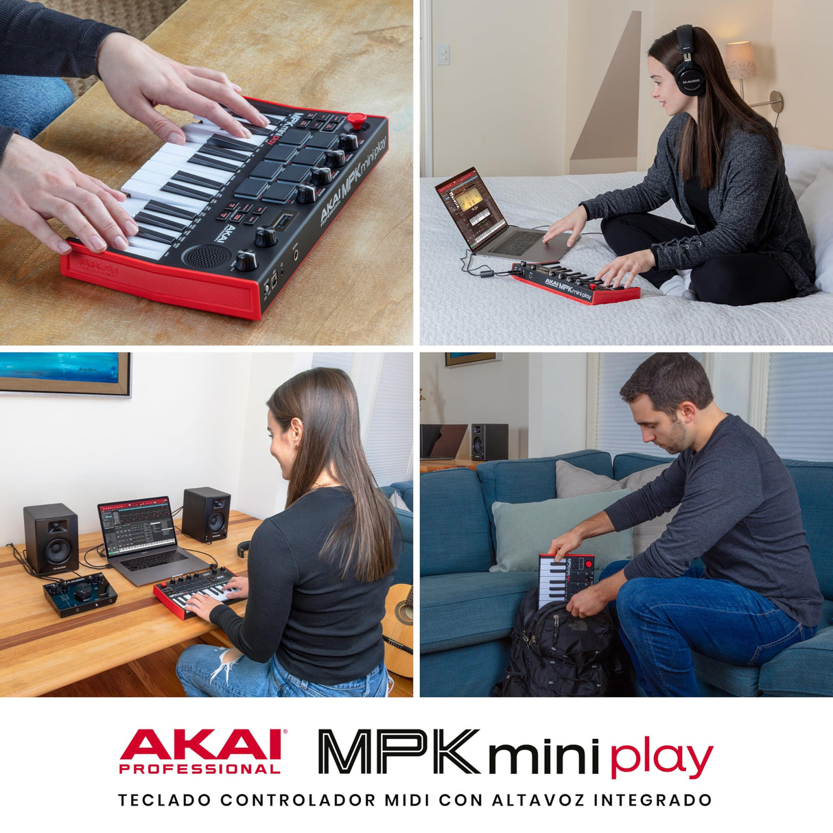Akai Professional MPK Mini Play MK3 - Teclado Controlador MIDI con Altavoz y Sonidos Integrados, Pads MPC, Teclado Dinámico, Software de Producción Musical y Native Instruments Sound Package