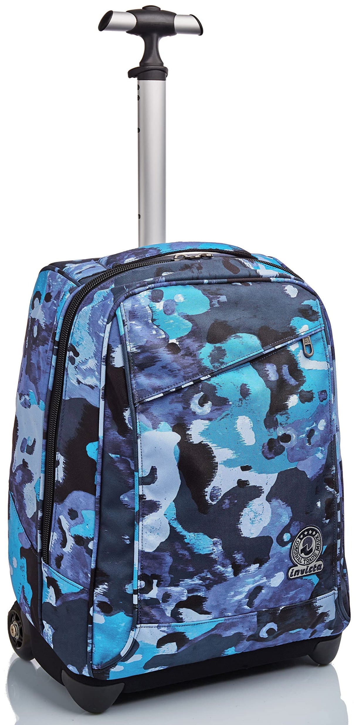 Invicta Mochila con Ruedas CAMO SHADE, Azul Camuflaje - Mochila 2 en 1, Mochila Escolar con Carro, Crossover System - Bolso Escolar Niños, Niñas y Adolescentes , Unisex - Maxi Capacidad