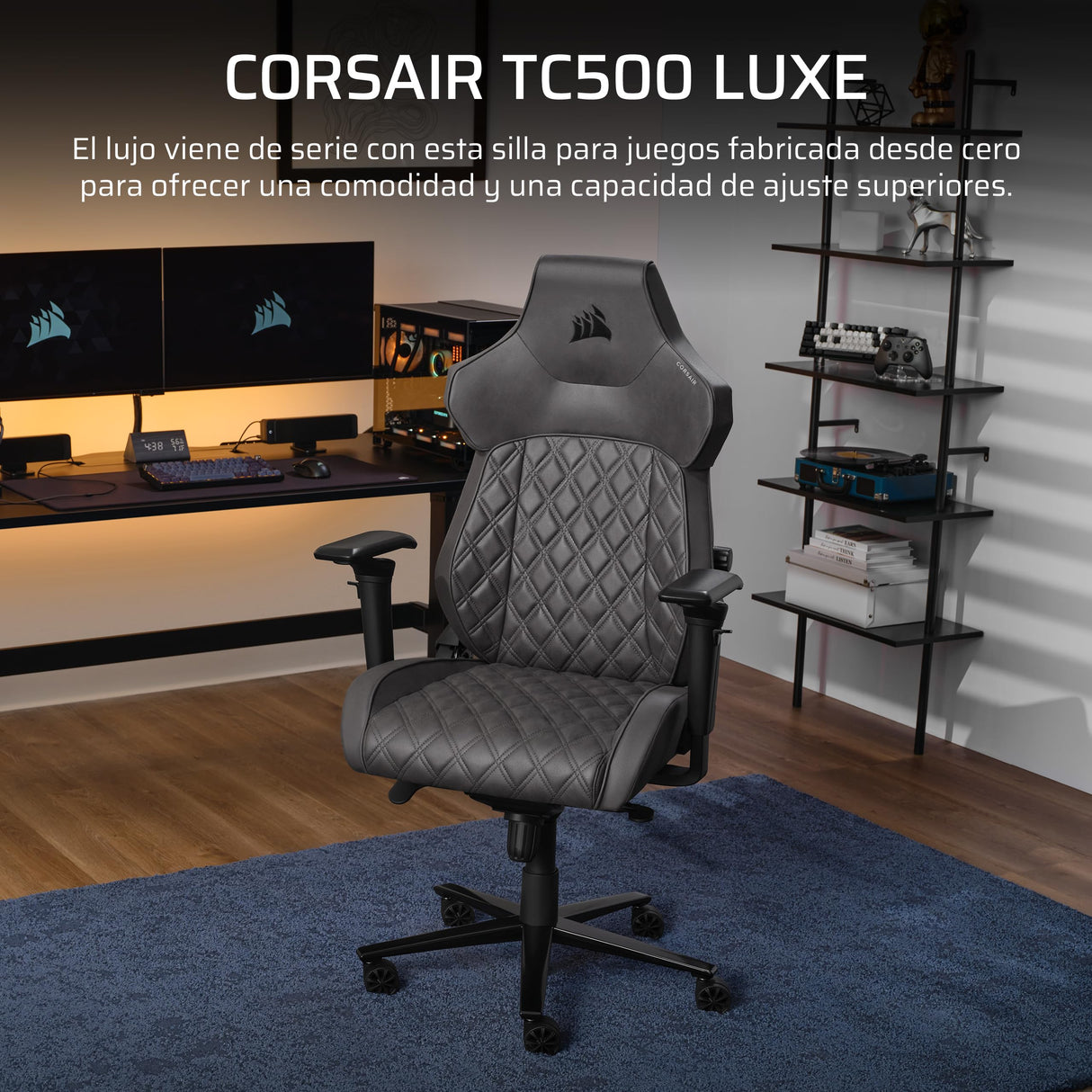 Corsair TC500 Luxe Silla para Juegos – Tejido Transpirable Premium – Asientos Anchos – Reposabrazos Ajustables en 5 Direcciones – Soporte Lumbar Ajustable – Reclinable 90-160° – Sombra