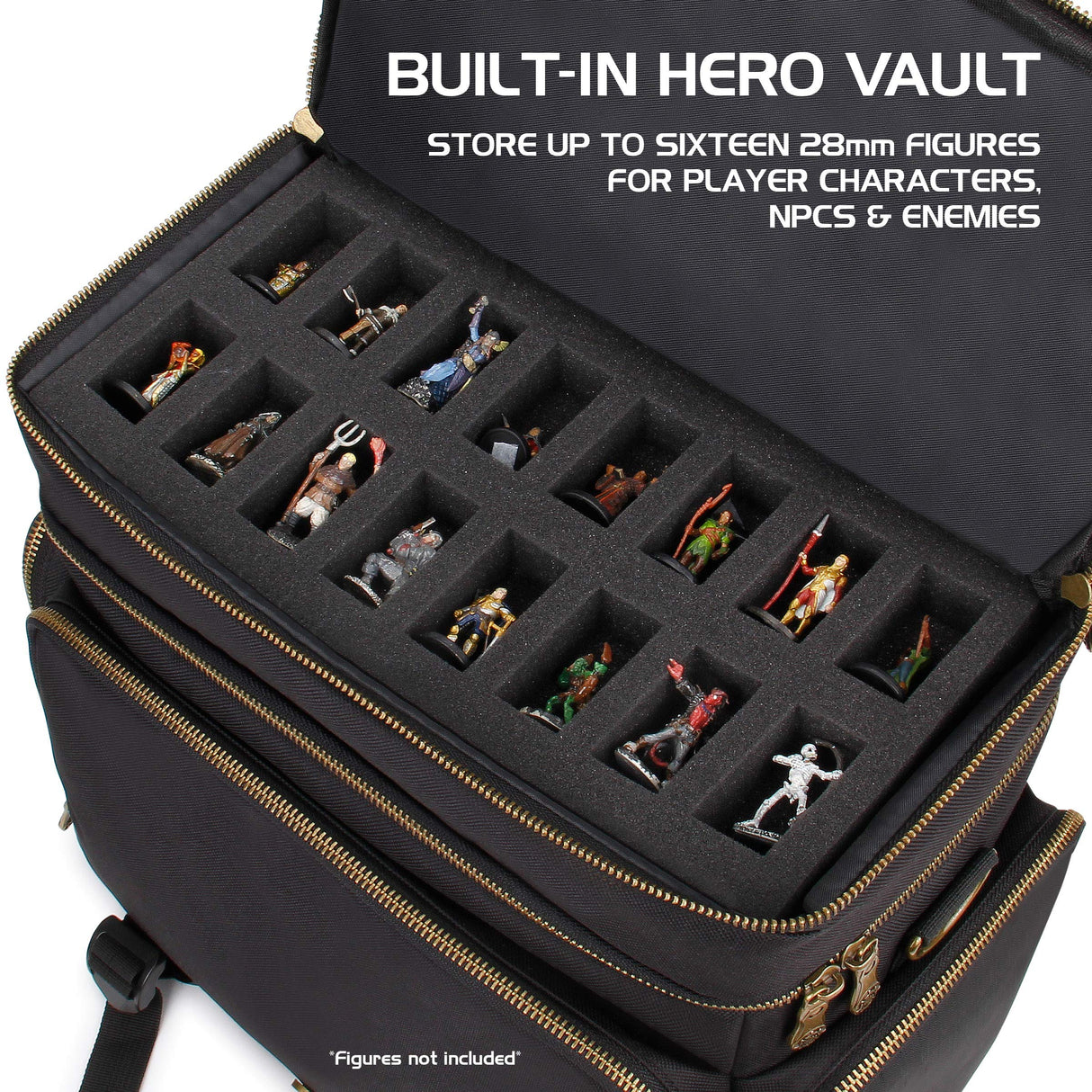 ENHANCE - Bolsa de Viaje RPG para Juegos de Mesa con Mazmorras y Dragones y Figuras, Bolsa de Transporte Acolchada con múltiples Compartimentos para Libros (4 a 8) y Bolsillo para Dados y fichas