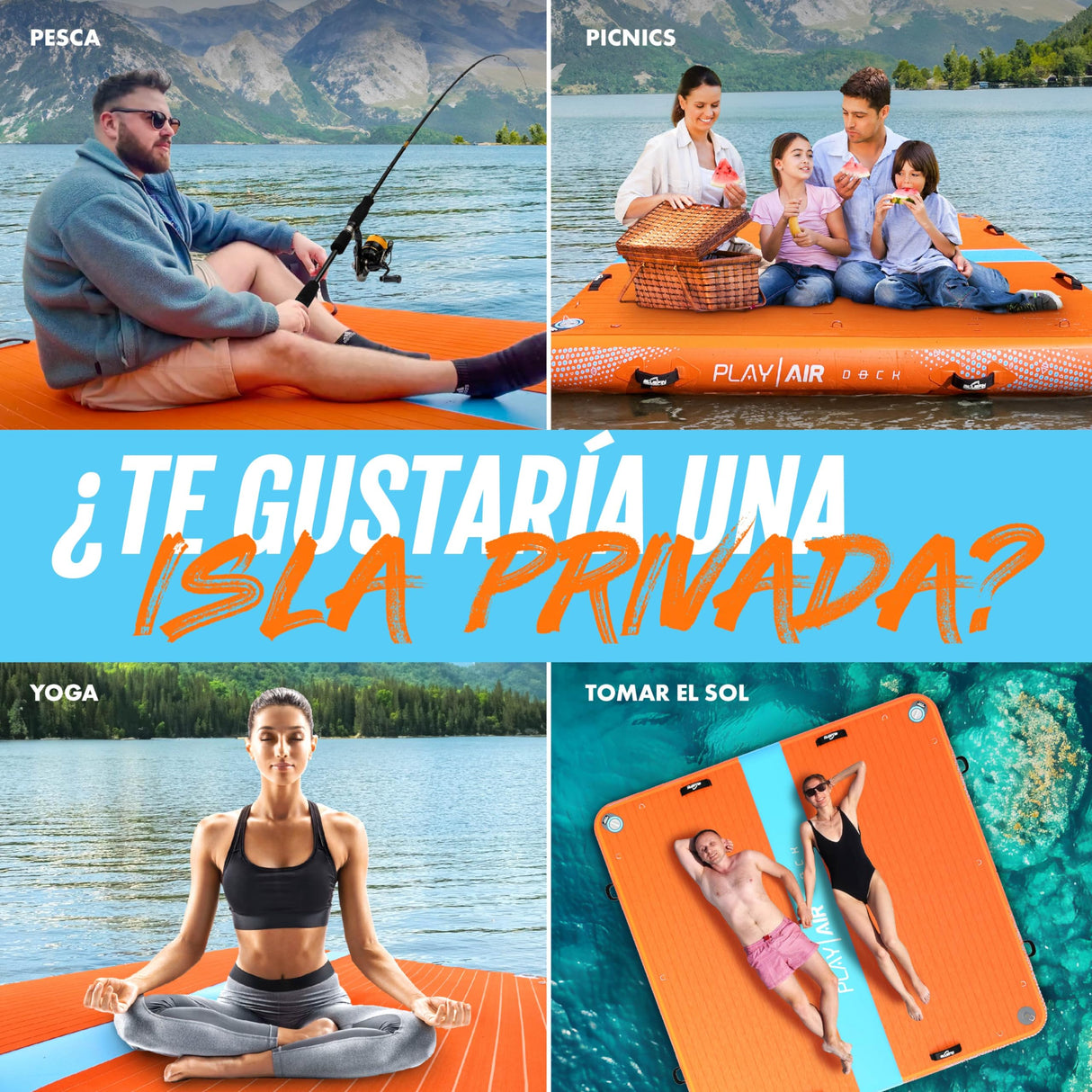 Balsa Flotante Hinchable de Bluefin para la Playa, Lago o Mar, Plataforma Flotante Hecha con Puntada Libre de PVC y Superficie Antideslizante