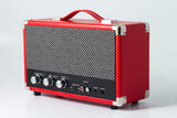 GPO Westwood Altavoz Bluetooth - Portátil, Retro, 25 vatios, subwoofer, entrada RCA, rejilla retro, asa de transporte - Rojo