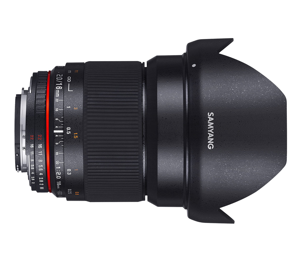 Samyang F1120705101 - Objetivo fotográfico DSLR para Sony A (distancia focal fija 16mm, apertura f/2.0 ED AS UMC CS, diámetro filtro: 77mm), negro