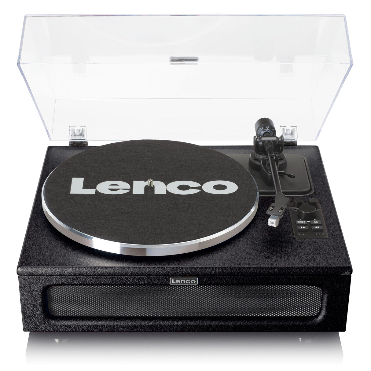 Lenco LS-430 -Tocadiscos Bluetooth - altavoces integrados 40 vatios RMS - transmisión por correa - control de tono - preamplificador - salida RCA y entrada AUX - 3,5 mm - negro