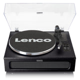 Lenco LS-430 -Tocadiscos Bluetooth - altavoces integrados 40 vatios RMS - transmisión por correa - control de tono - preamplificador - salida RCA y entrada AUX - 3,5 mm - negro
