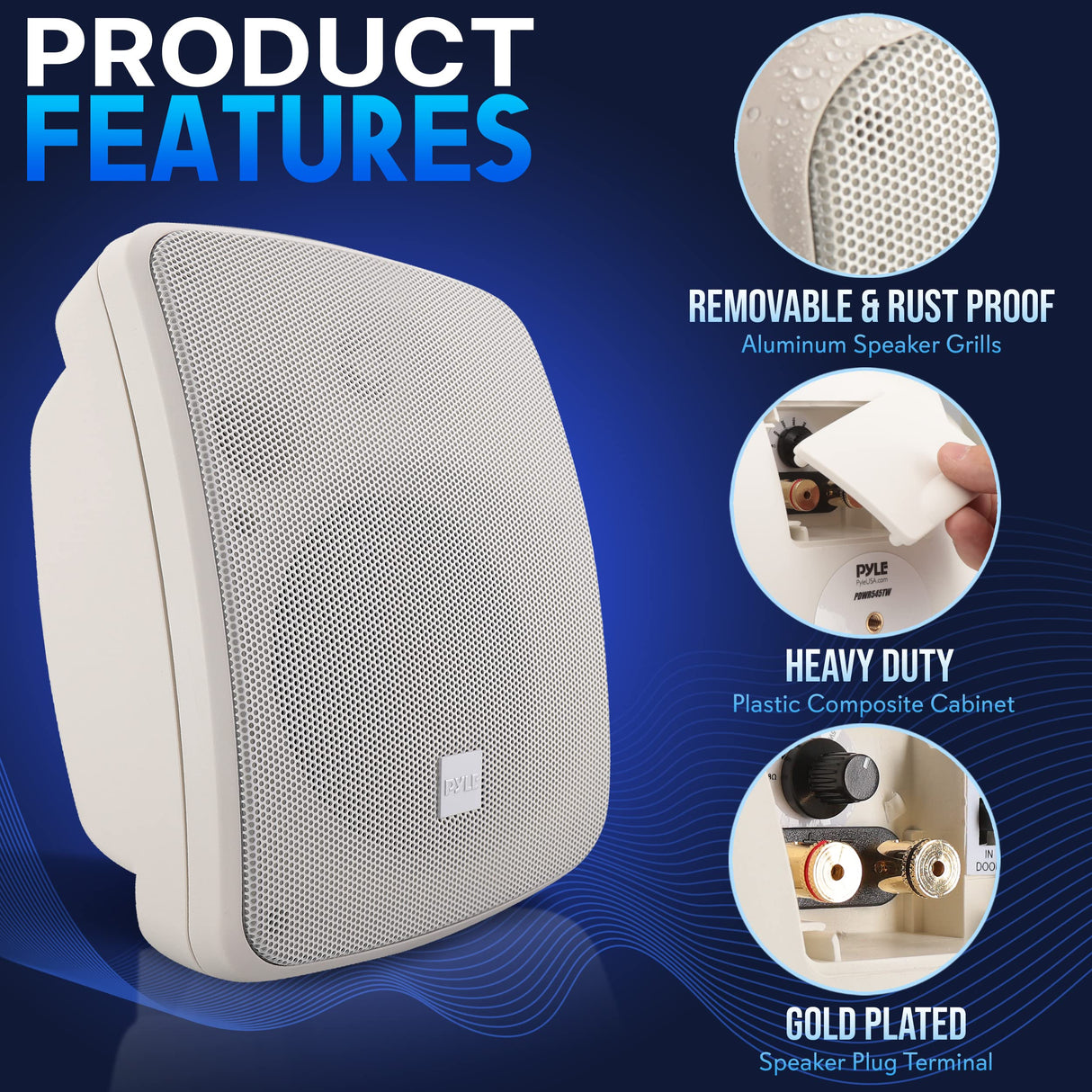Altavoz de Patio al Aire Libre para Montaje en Pared, 3.5 Pulgadas, 2 vías, Resistente a la Intemperie, Altavoces comerciales montados en Pared o Techo con Transformador Integrado de 70 V, gabinete