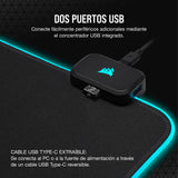 Corsair MM700 RGB Extended 3XL Alfombrilla de Ratón para Juegos con Superficie de Tela - Superficie de 1220 × 610 mm - Iluminación RGB de 360° y Tres Zonas - Hub USB con Dos Puertos - Negro