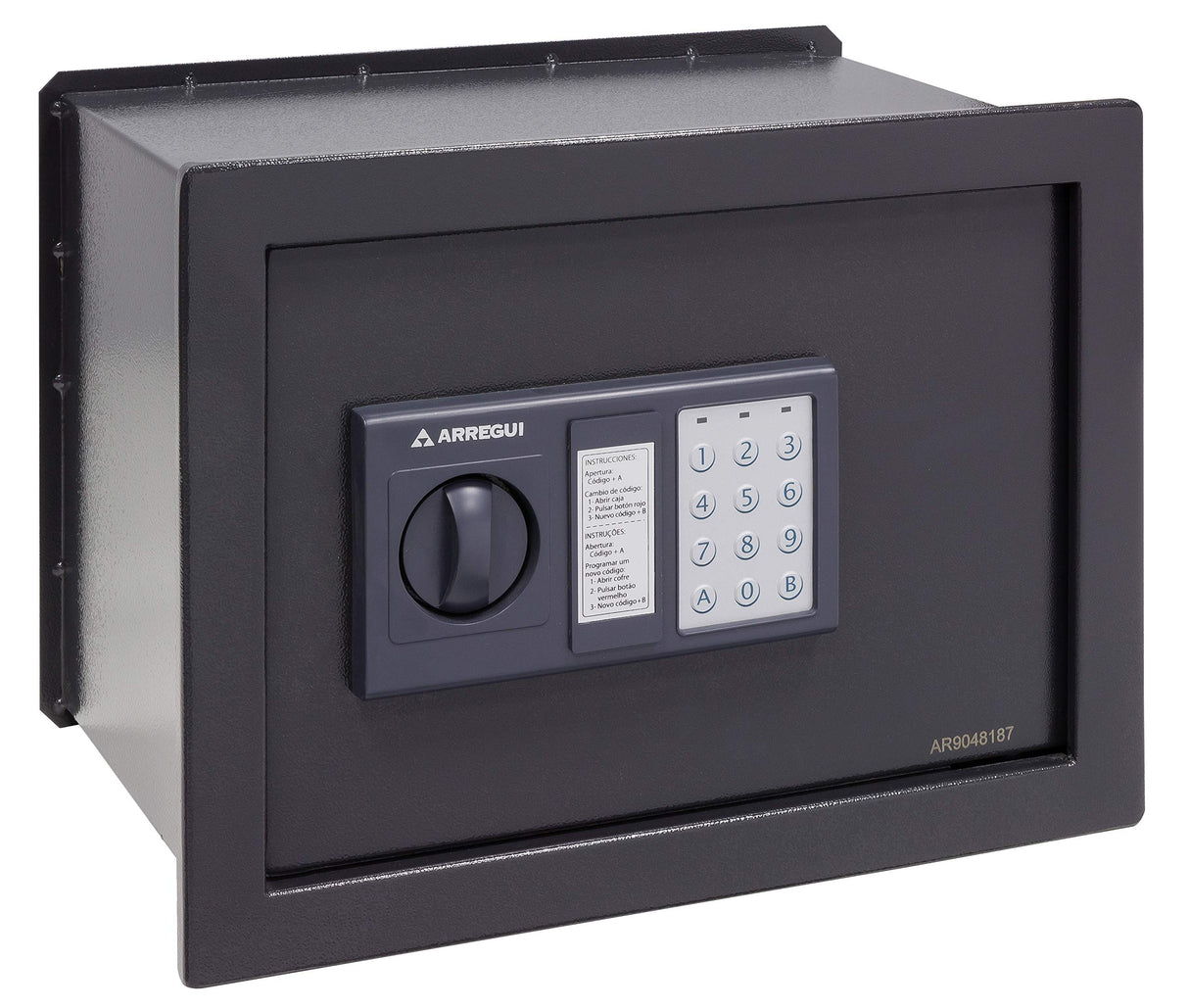 Arregui W25EB Caja Fuerte de Acero con Cerradura, Gris Oscuro, Pared-28x38x25 cm