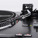 Reloop RP-4000 MK2 - Plato Giratorio de Cuarzo para DJ con accionamiento Directo de Alto par, Incluye Plato, Sistema de Toma OM Black, Casco, Alfombra de Deslizamiento y contrapeso, Negro