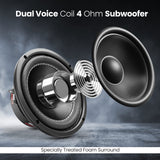 Pyle Altavoz de Audio, 600V, Coche, Subwoofer, Cono de Papel no prensado de 6.5”, Cesta de plastico Negro, Bovina movil Doble, Impedancia de 4 Ohm, Estereo