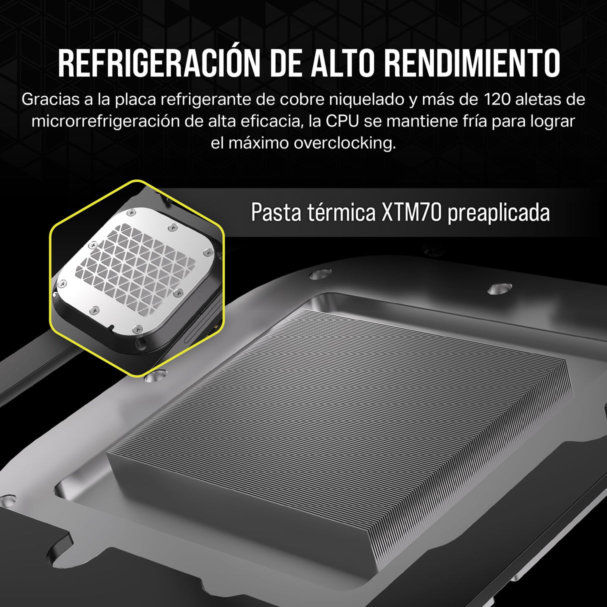 CORSAIR iCUE Link XC7 RGB Elite Bloque de Refrigeración para CPU - Cámara de Flujo Transparente – 24 LED RGB - Compatible con Intel LGA 1700, AMD AM5 y Versiones anteriores - Gris Sigiloso