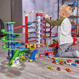 Majorette - Garaje Super City 7 Plantas, Incluye 6 Coches y Tren Motorizado con Luz y Sonido, para Niños a Partir de 5 Años - 128 x 78 x 73 cm