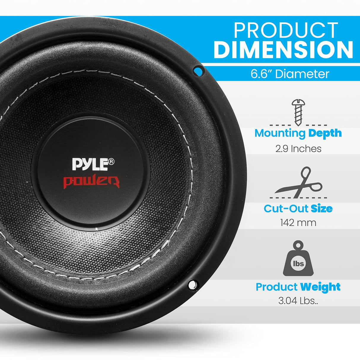 Pyle Altavoz de Audio, 600V, Coche, Subwoofer, Cono de Papel no prensado de 6.5”, Cesta de plastico Negro, Bovina movil Doble, Impedancia de 4 Ohm, Estereo