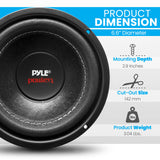 Pyle Altavoz de Audio, 600V, Coche, Subwoofer, Cono de Papel no prensado de 6.5”, Cesta de plastico Negro, Bovina movil Doble, Impedancia de 4 Ohm, Estereo
