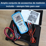 PeakTech 2705 – Miliamperímetro digital con cables de prueba Kelvin de 4 pines, TUV/GS, medición de miliohmios, corriente, multímetro, probador de continuidad, gráfico de barras - CAT III 1000 V
