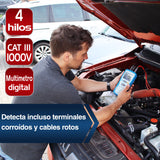 PeakTech 2705 – Miliamperímetro digital con cables de prueba Kelvin de 4 pines, TUV/GS, medición de miliohmios, corriente, multímetro, probador de continuidad, gráfico de barras - CAT III 1000 V