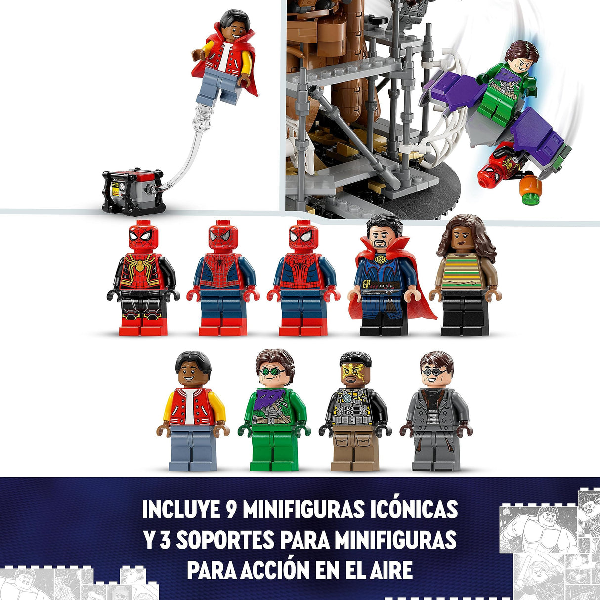 LEGO 76261 Marvel Batalla Final de Spider-Man, Recrea la Escena de No Way Home con 3 Minifiguras de Peter Parker, Duende Verde, Electro, Hombre de Arena, Ned, Dr Strange y MJ, Maqueta Coleccionable