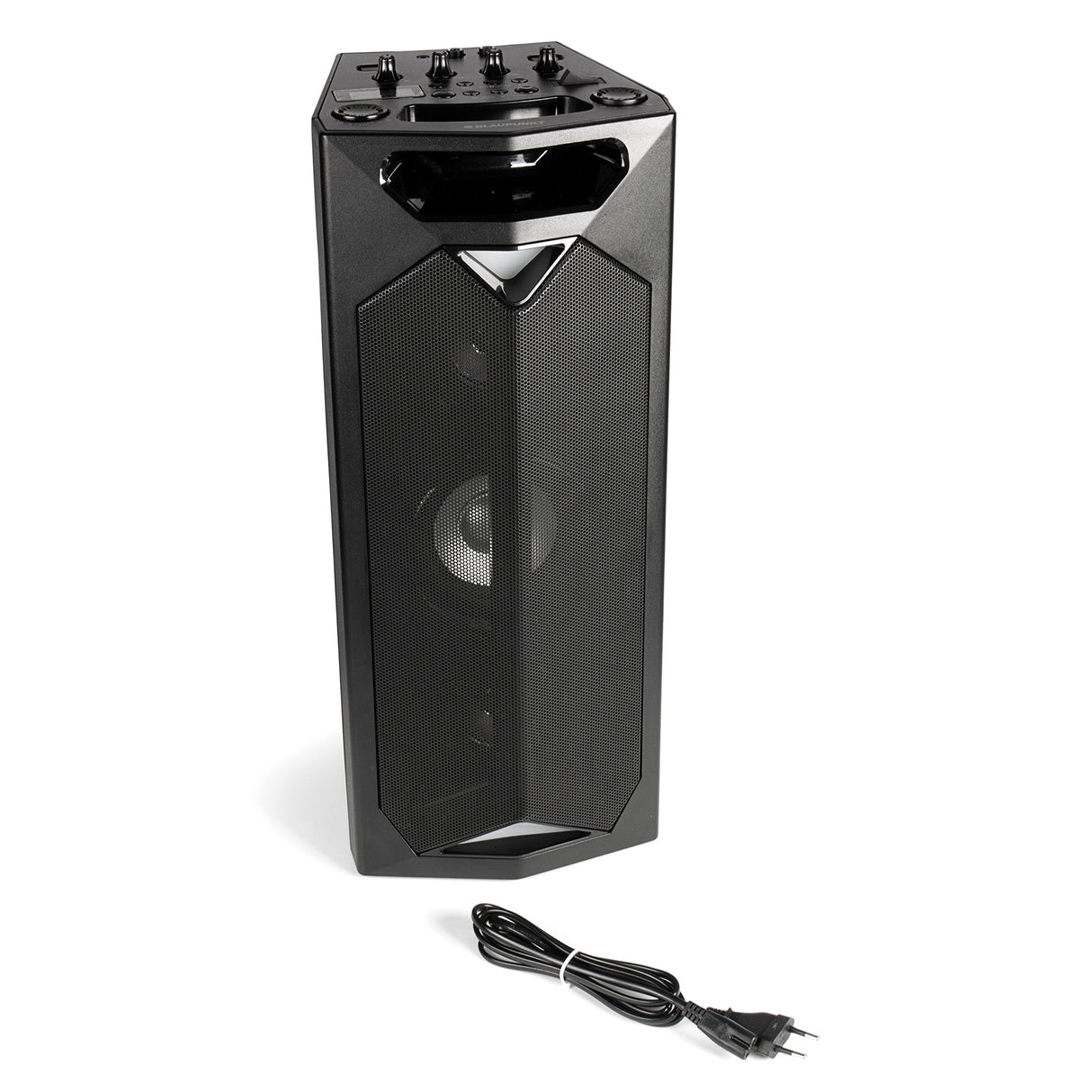 Blaupunkt PS 500 - Altavoz de Fiesta con batería integrada, 40 W RMS, Bluetooth, USB, Entrada Auxiliar, Radio FM, Entrada de Guitarras y micrófono, función de Eco, Caja de música con Efecto de luz,