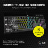 Corsair K55 RGB Pro Membrana Teclado para Juegos con Cable, IP42, Resistente al Polvo y a los derrames, 6 Teclas Macro con integración Elgato, Compatible con iCUE, QWERTY UK, PC, Mac, Xbox, Color