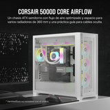 CORSAIR 5000D Core Airflow Caja para PC ATX Torre Media - Sin Ventiladores Incluidos - Panel Lateral de Cristal Templado - Diseño de Gran Flujo de Aire - para Radiadores de 360 mm - Blanco
