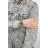 Skagen Melbye reloj para hombre, movimiento de cuarzo con correa de acero o piel, Gris y naranja, 40MM