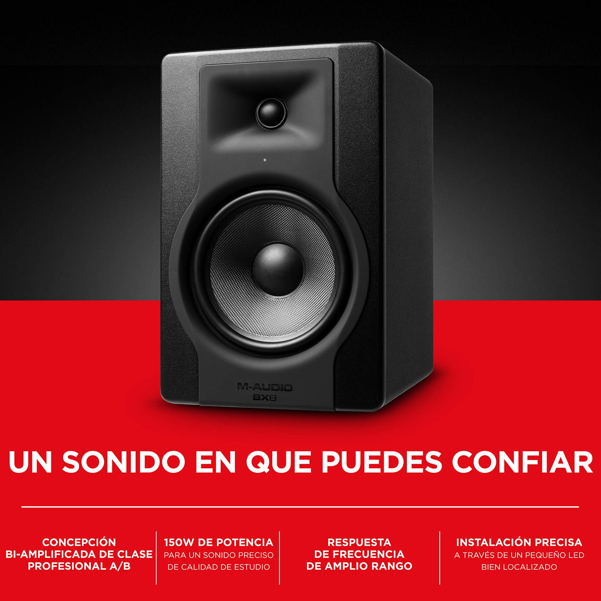 M-Audio BX8 D3 Monitor de Estudio, Altavoz Activo Profesional Bidireccional, 150 W con Woofer 8” para Producción Musical y Mezcla de Música, con Función Acoustic Space Control Incorporado, 1 Pieza