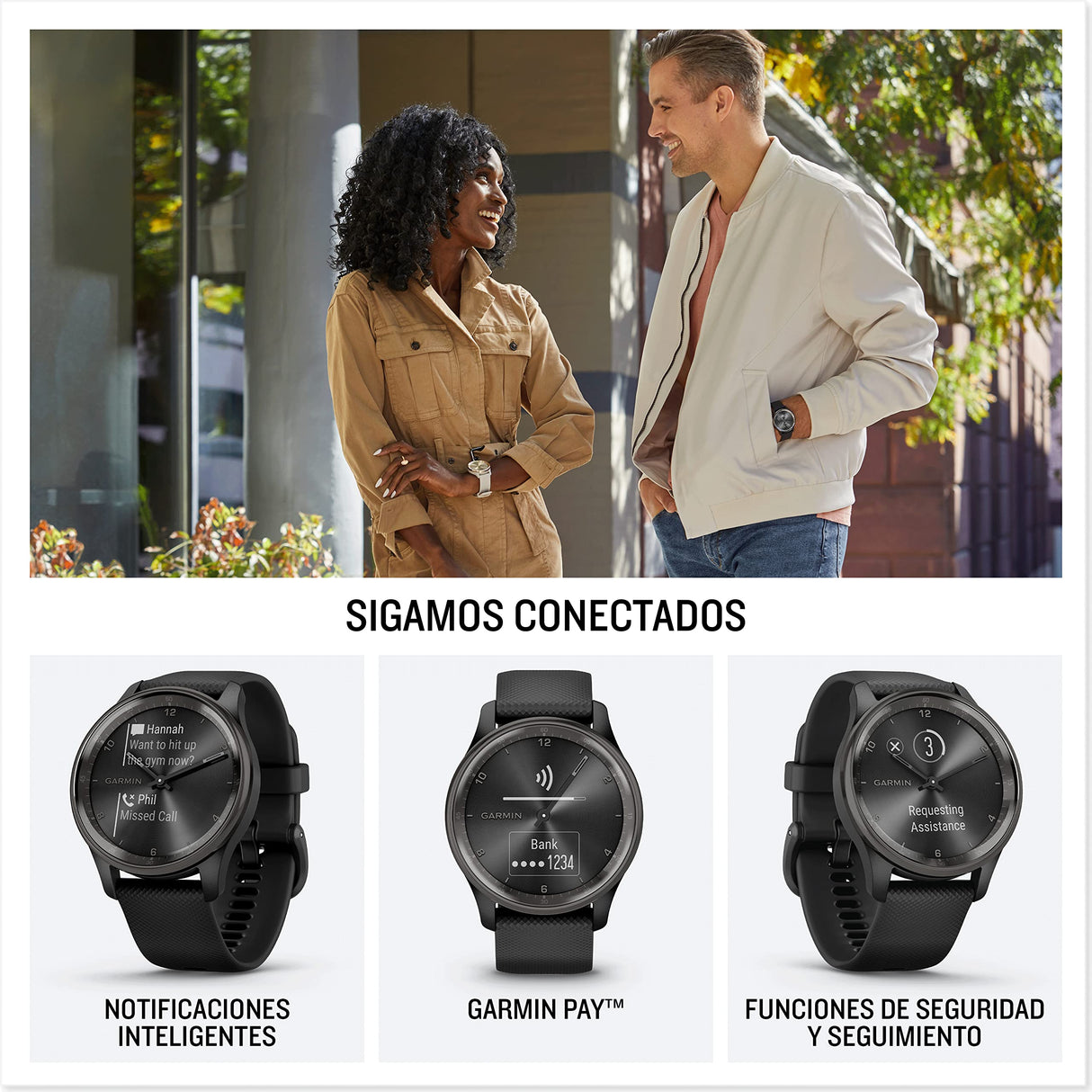 Garmin Vivomove Trend, Elegante Smartwatch Híbrido de 40 mm con Sofisticado Aspecto Analógico, Bisel de Acero Inoxidable y Funciones Inteligentes, Rose Gold Beige