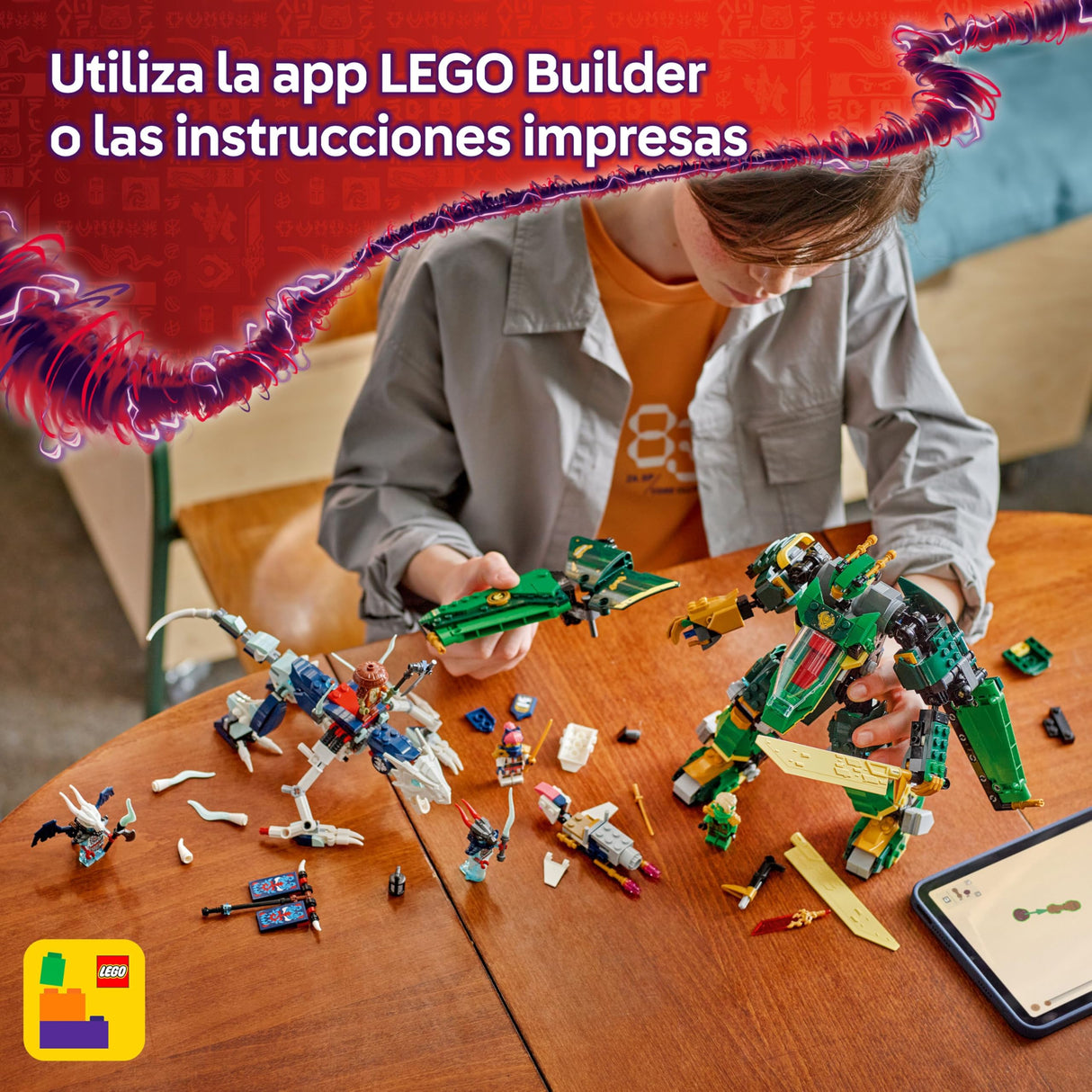 LEGO Ninjago 2 en 1 Meca Reactor de Lloyd - Figura Articulada Transformable en Avión Reactor - 5 Minifiguras Inc. Sora y Lloyd - Moto y Dragón de Juguete - Regalo para Niños de 9+ Años 71845
