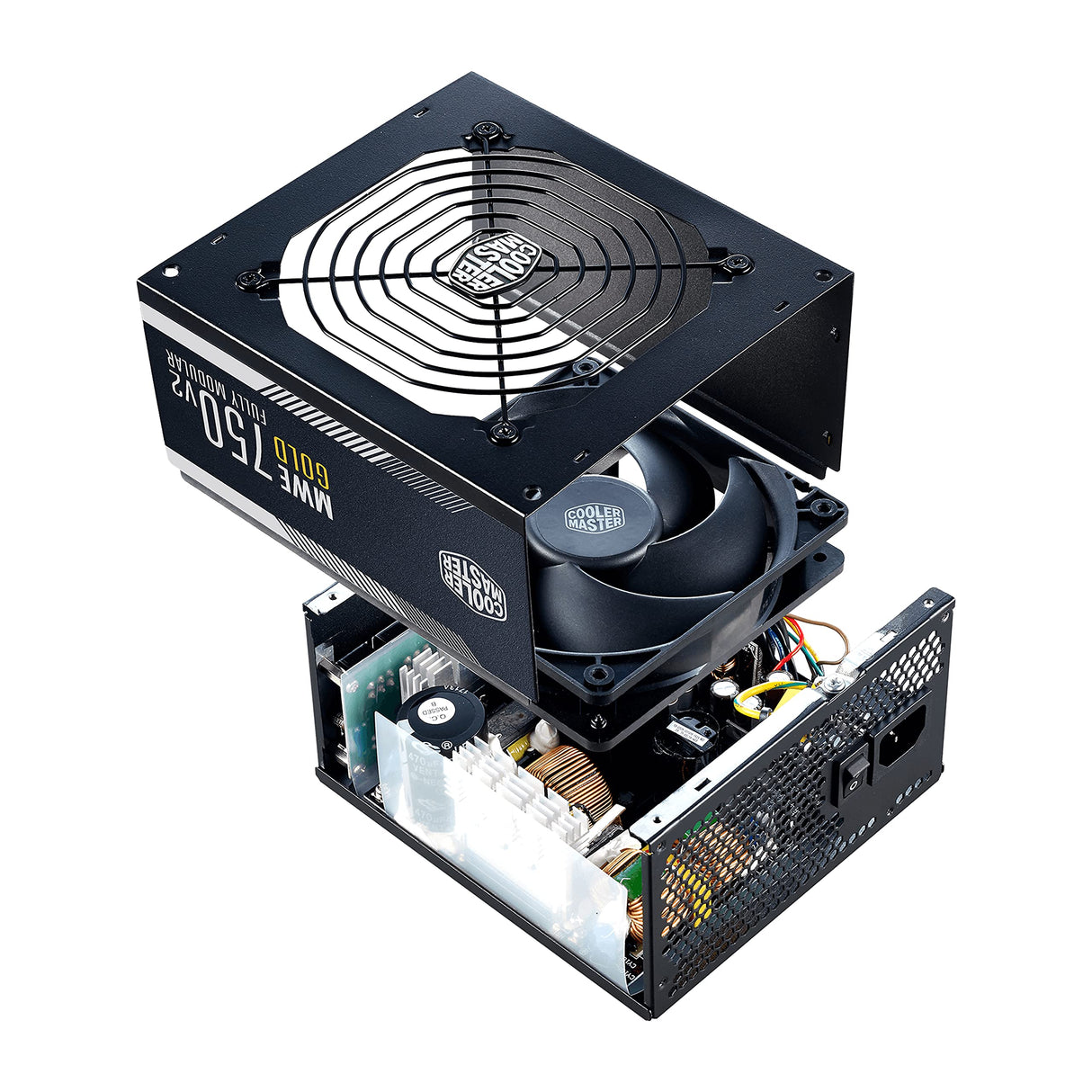 Cooler Master MWE 750 Gold V2 - Fuente de Alimentación 750W Modular (Enchufe EU), 80 PLUS Gold, Cableado Negro Plano, Ventilador HDB 120 mm, Umbral de Alta Temperatura - 5 Años de Garantía