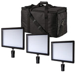 Bresser SH-360A - Juego de 3 lámparas LED ultrafinas y Ligeras Bicolor con Filtro difusor, Cabezal esférico y Bolsa de Transporte