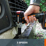 WORX Atornillador de Impacto Brushless 20V PowerShare | WX272-2 baterías | motor sin escobillas, 3 velocidades variables, Luz LED
