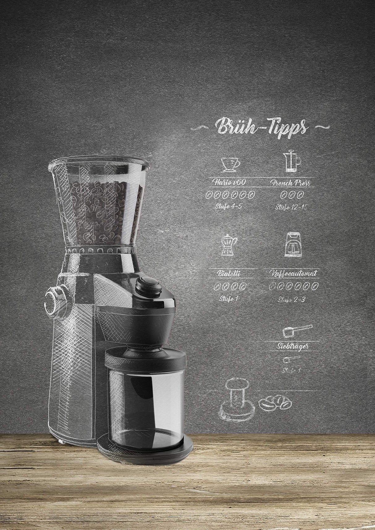 Caso Barista Flavour, Eléctrico Diseño de Molinillo de café, Grado de molienda en 15 Niveles con Molinillo de Acero Inoxidable Resistente, aromaschonend, para un café & Café expreso
