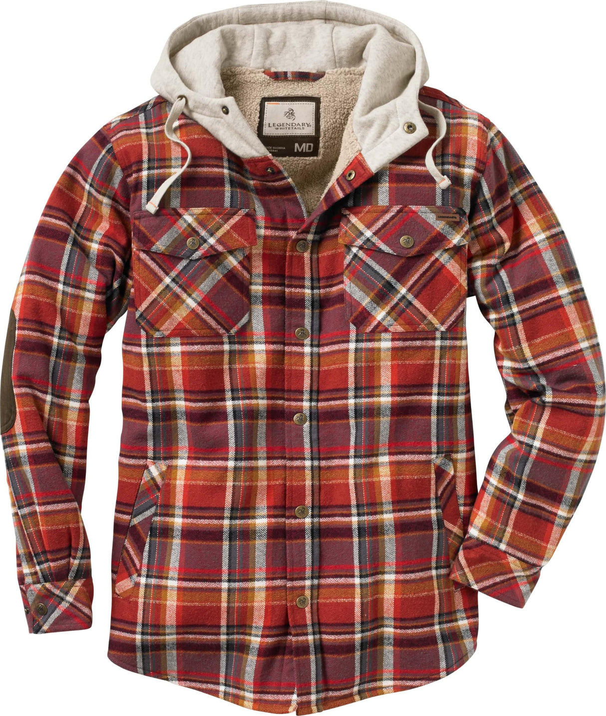 Legendary Whitetails Chaqueta de Franela con Capucha y Forro bereber para Hombre Camp Night