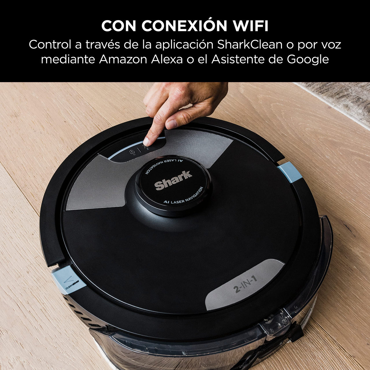SHARK Robot Aspirador 2 en 1 ai Ultra [RV2600WDEU]: Potente Capacidad de succión, mopa sónica, Anti Hair Wrap, alfombras y Suelos Duros, aplicación por Wi-Fi