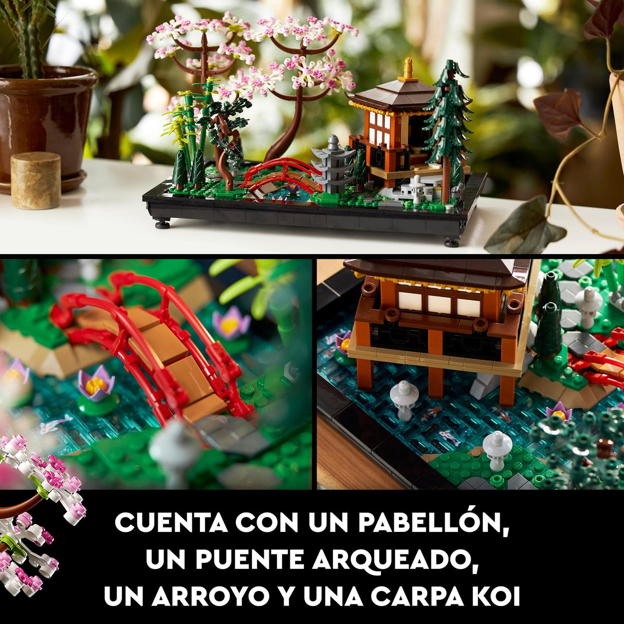 LEGO 10315 Icons Jardín Meditativo, Jardín Zen Botánico para Adultos con Flores de Loto, Decoración de Escritorio Personalizable, Inspirado en Tradiciones Japonesas, Regalo de Jardinería Mindfulness