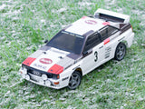TAMIYA TAM58667 58667 Audi 300058667 RC Quattro Rally A2 (TT-02), maqueta de Coche teledirigido, Escala 1:10, Kit de construcción para Hobbies, para Montar, Color Blanco