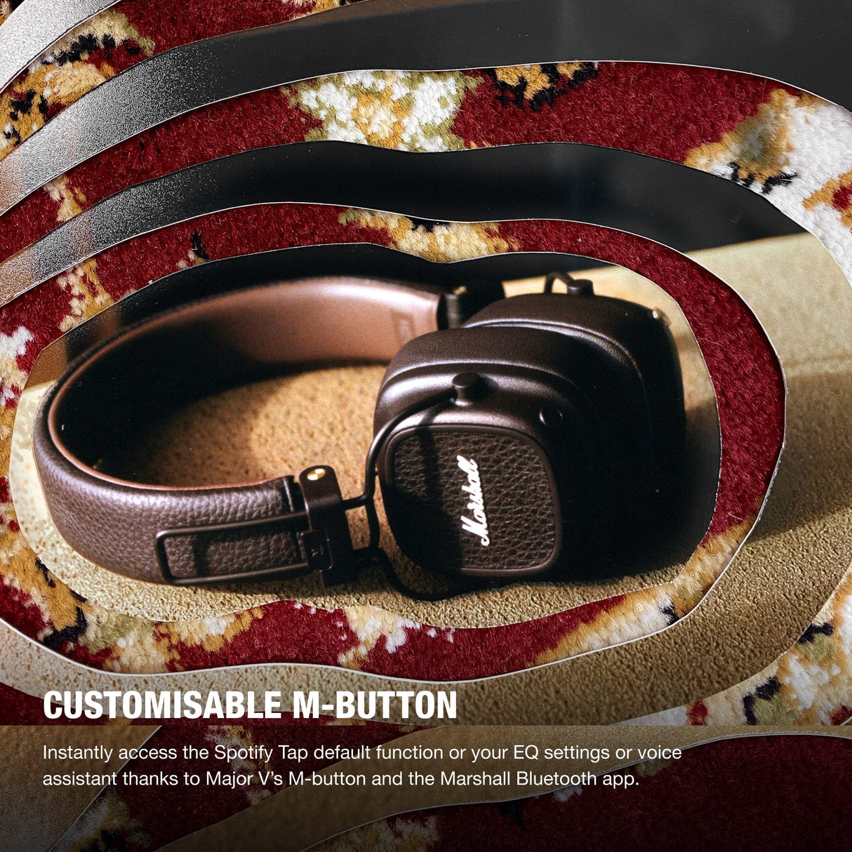 Marshall Major V Auriculares Inalámbricos Bluetooth, 100 Horas de Reproducción - Marron