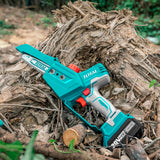 TOTAL - Sierra Mini de Cadena a Batería P20S de 20 V - Motor Brushless - Inalámbrica - Herramienta para Cortar Madera - Para Jardinería - Incluye Espada y Cadena