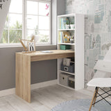 Habitdesign Escritorio con Estanteria Reversible, Mesa de Ordenador, Blanco Artik y Roble Canadian, Modelo Duplo, Medidas: 120 cm (Ancho) x 53 cm (Fondo) x 144 cm (Alto)