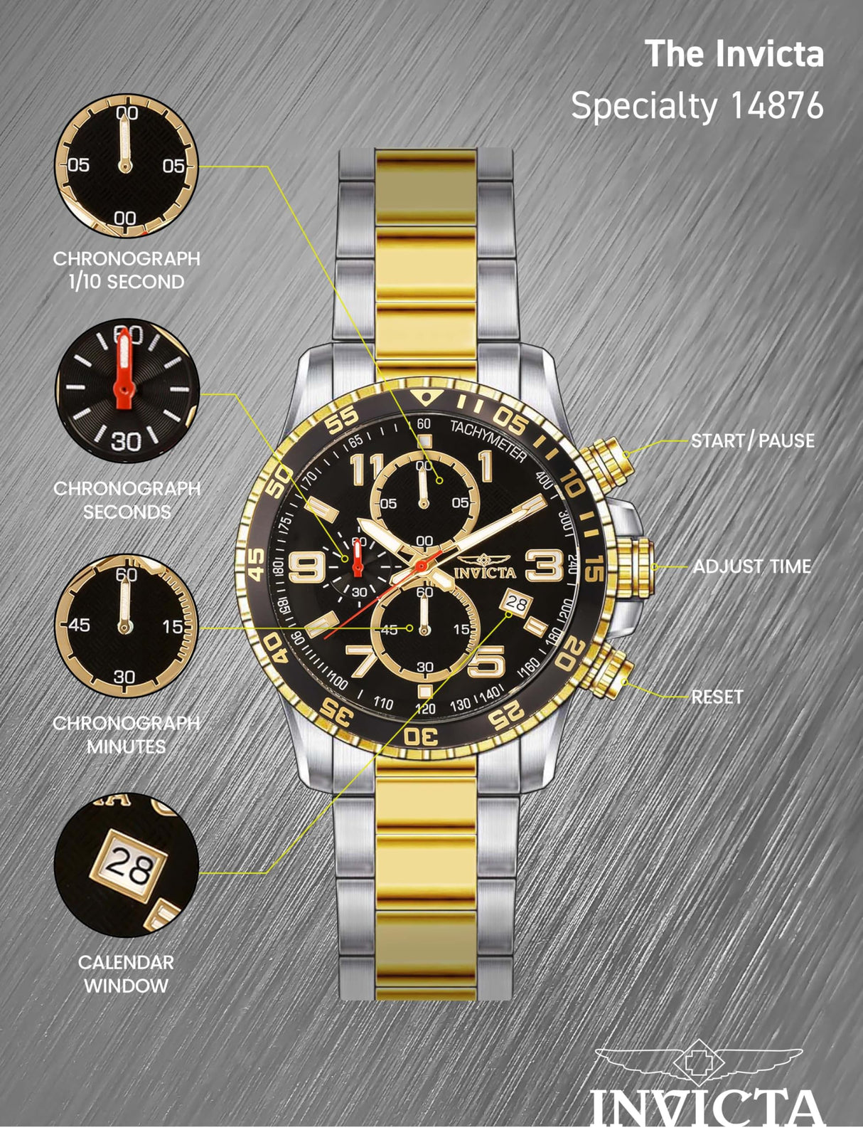 Invicta Specialty Reloj Cuarzo para Hombre de acero inoxidable - 45mm
