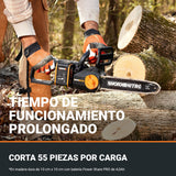 WORX WG350E.9 Nitro - Motosierra profesional con batería de 20 V, potente sierra para madera, 10 m/s, longitud de corte de 30 cm, compacta y segura, lubricación automática, tensión de cadena simple,