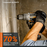WORX Taladro Percutor a batería 20V Máx | WX352 | Motor sin escobillas | Power Share | 2 baterías de 2Ah | Cargador y maletín | Portabrocas metálico, carcasa de engranajes metálica |