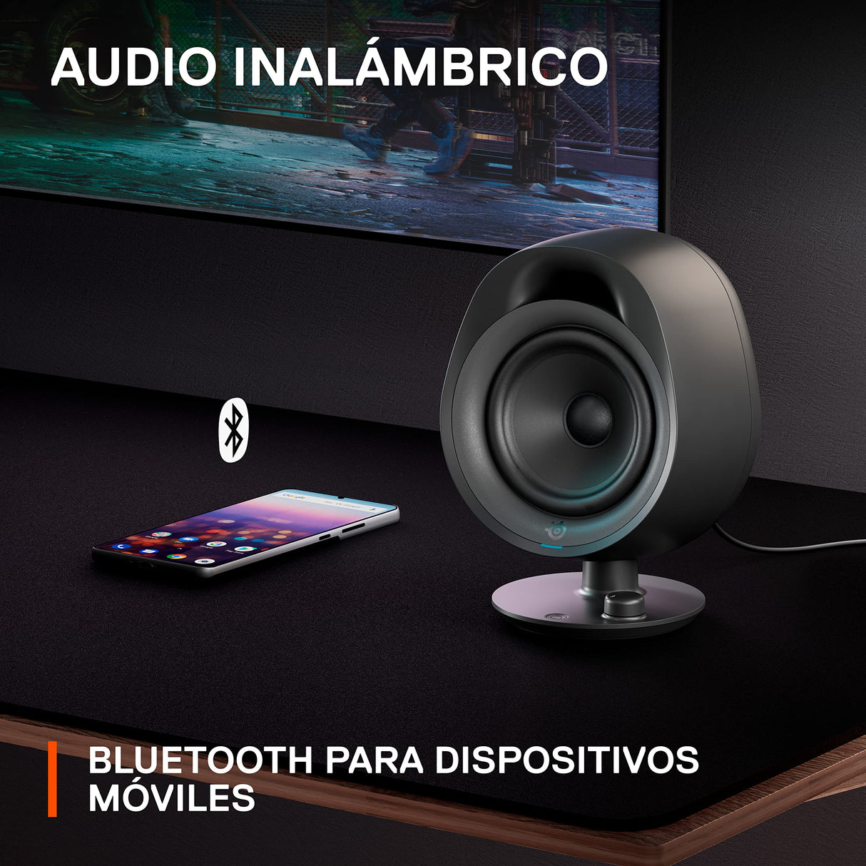 SteelSeries Arena 3 - Altavoces gaming de rango completo 2.0 – Audio inmersivo – Controles de altavoz – Controladores de altavoces 4" – Cableado y Bluetooth – Aux de 3.5mm – PC, Mac, Móvil